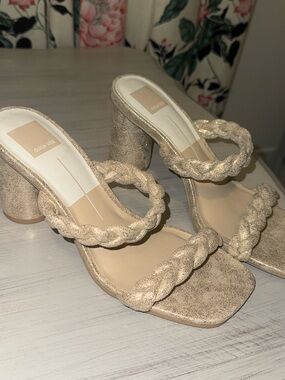 dolce vita Braided Strap Block Heel Sandals